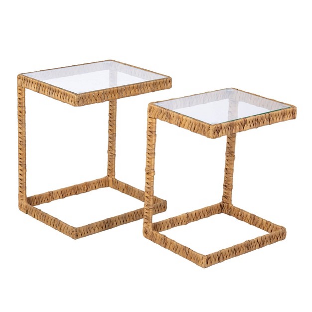 Set Of 2 Bawor Water Hyacinth C Tables Natural Aiden Lane