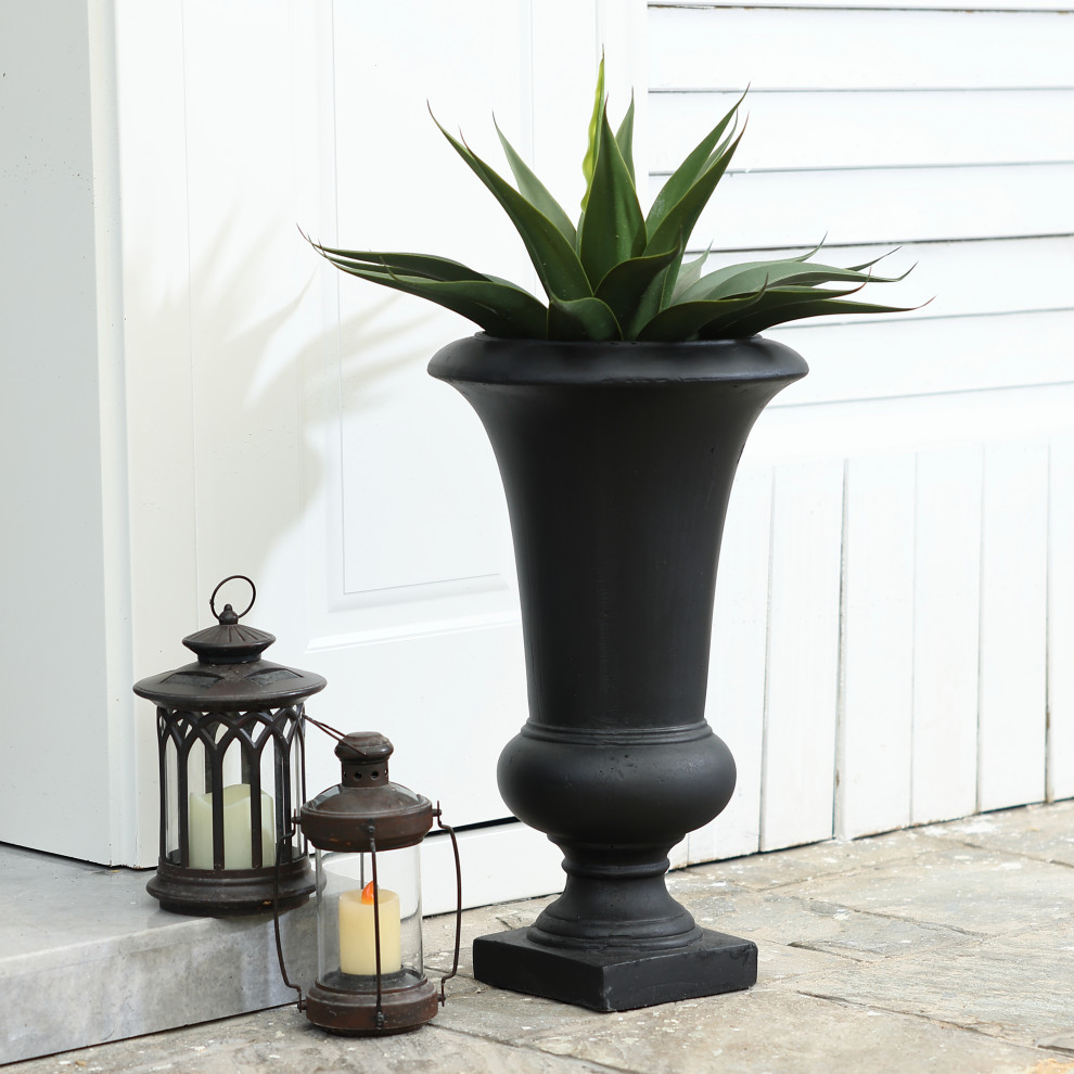 22.75 quotH Black Slim MgO Urn Planter   Traditional   Outdoor Pots And Planters   by Winsome House Inc.  Houzz