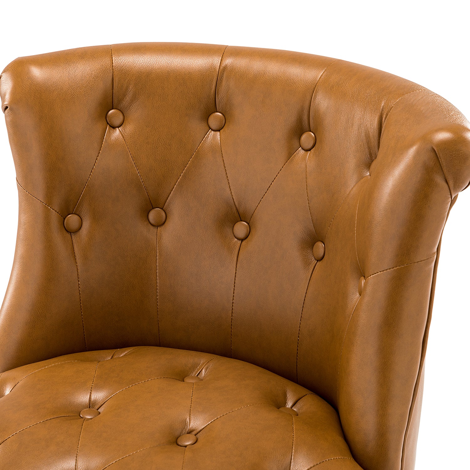 14 Karat Home  Wooden Upholstered Tufted  Side Chair set of 2 with Cabriole Legs and Button-Tufted for Bedroom in Camel