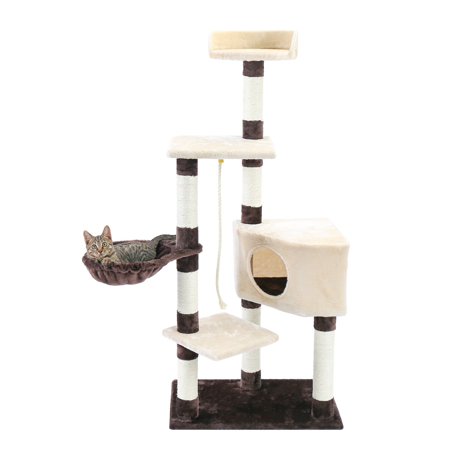 Cat Tree,Kitty Toy Cat Scratching Post Natural Sisals Kitten Activity Tower Condo Stand Luxury Furniture for Small & Medium Cats Beige