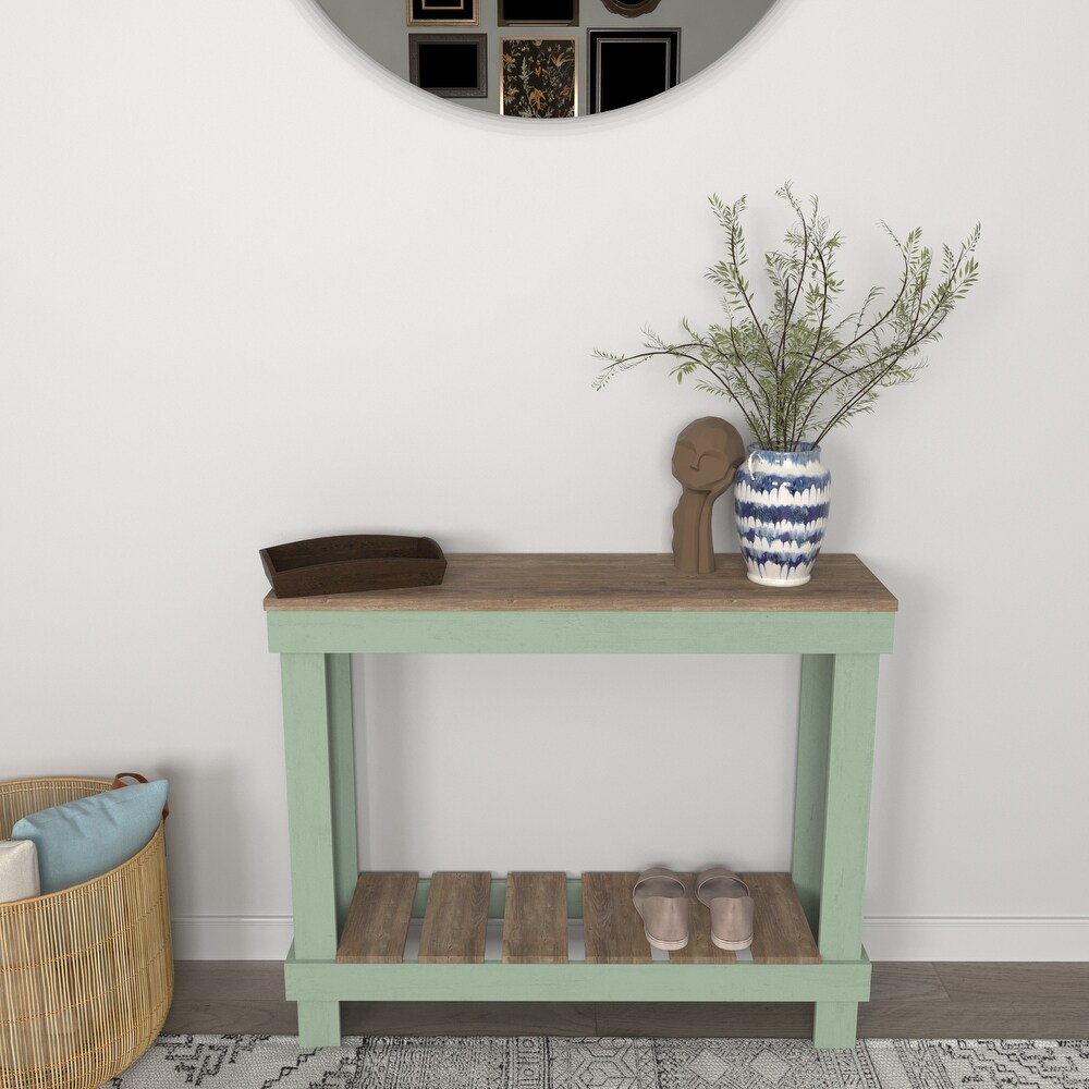 Farmhouse Rustic Wood Small Entryway Sofa Table