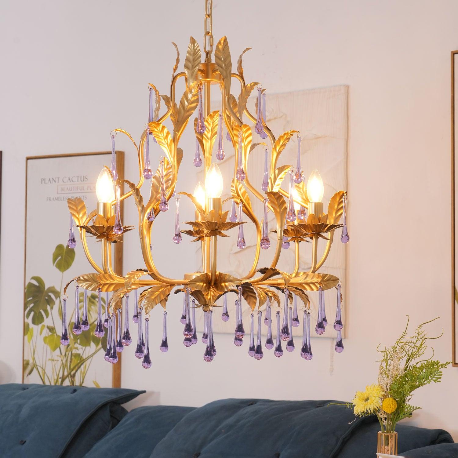 Amethyst Drops Glass Chandelier