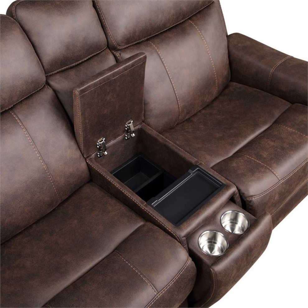 Steve Silver Valencia 3 Piece Dual Power Reclining Set With Walnut VA9503PCW   Contemporary   Living Room Furniture Sets   by Homesquare  Houzz