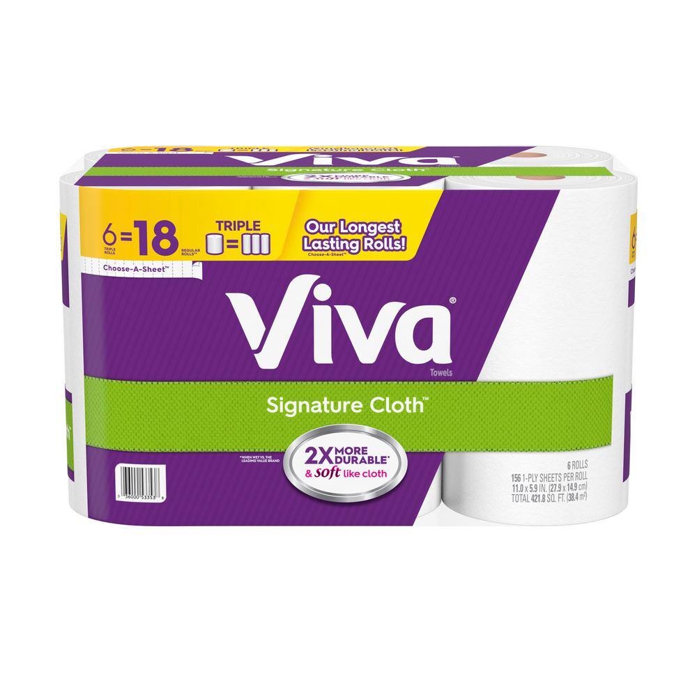 Viva Cloth Paper Towel Roll (156-Sheets Per Roll 6-Rolls Per Pack) (3-Pack) 53353