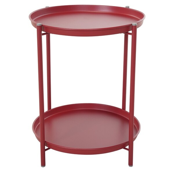 2Tier Metal Round Side Table for Outdoor and Indoor Use