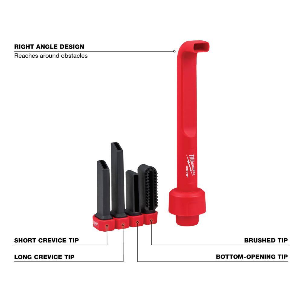 MW AIR-TIP 1-14 in. - 2-12 in. 4-IN-1 Right Angle Tool WetDry Shop Vacuum Attachment - (5-Piece) 49-90-2026