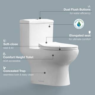 Glacier Bay Beck 2-Piece 11.6 GPF Dual Flush Elongated Toilet in White Seat Included GBTO103