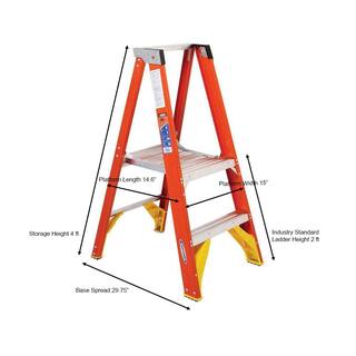 Werner 8 ft. Reach Fiberglass Platform Step Ladder with 300 lb. Load Capacity Type IA Duty Rating P6202