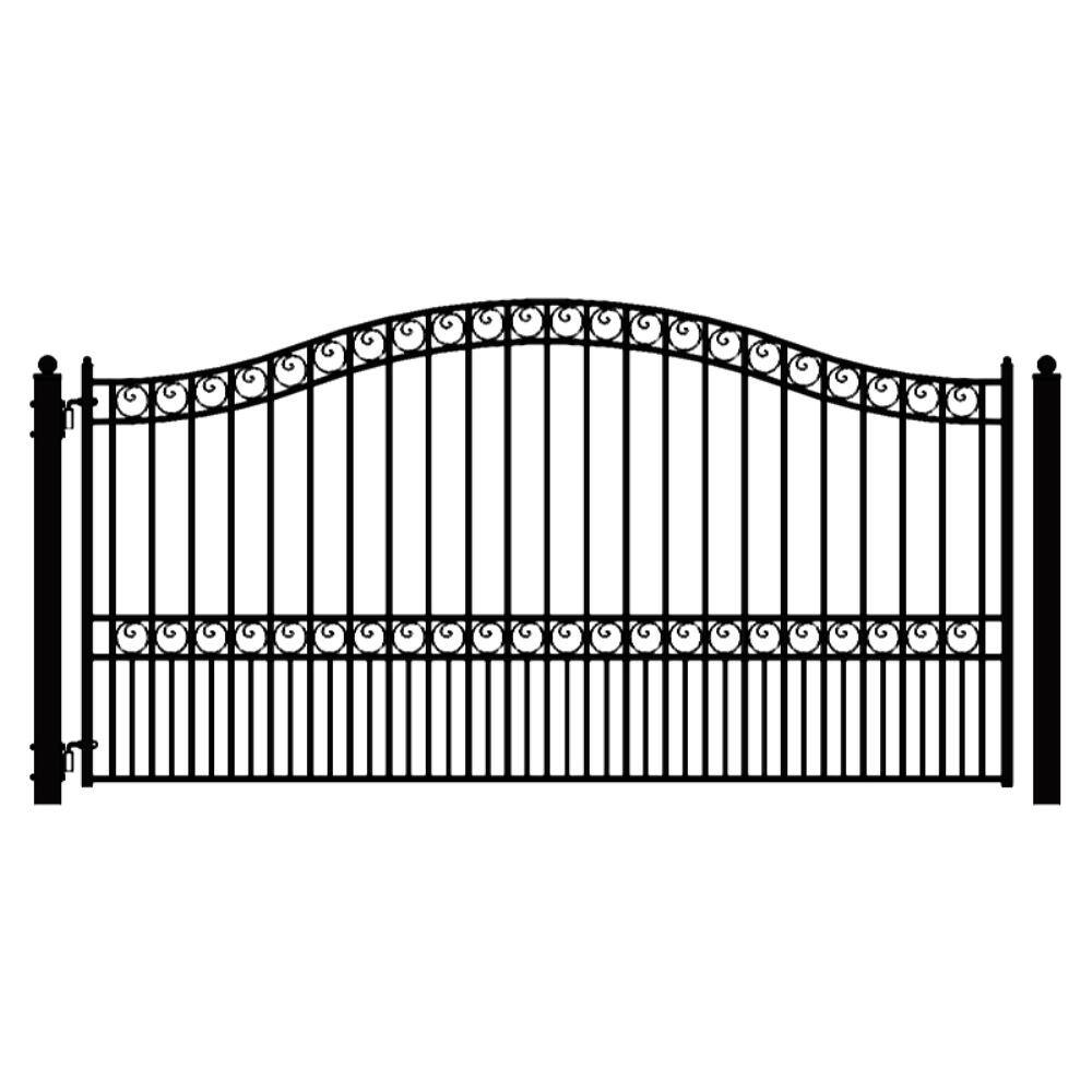 ALEKO Paris Style 16 ft. x 6 ft. Black Steel Single Swing Driveway Fence Gate DG16PARSSW-HD