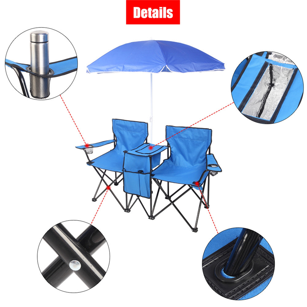 Wuudi Folding Steel Beach Chair - Blue