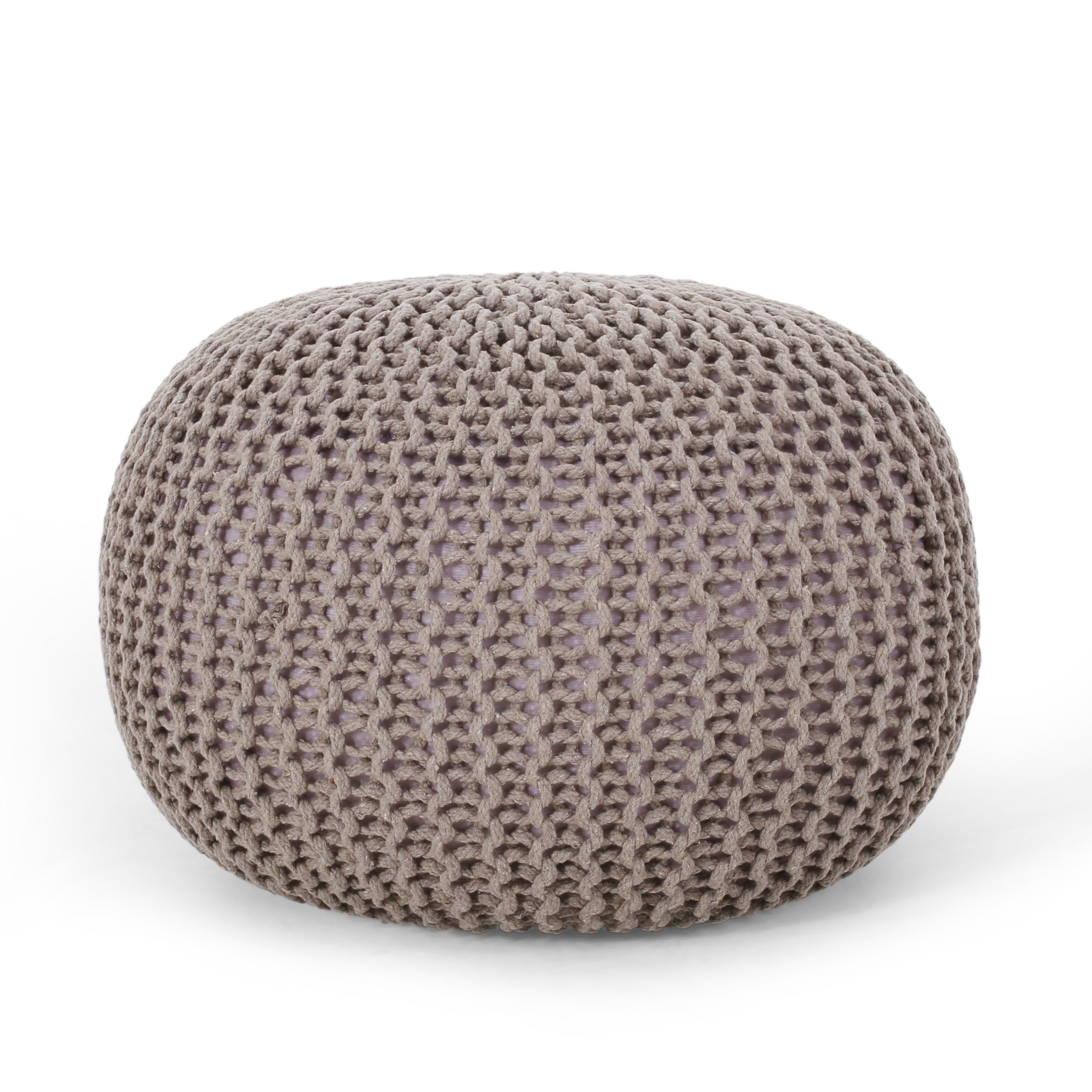 Barwick Modern Knitted Cotton Round Pouf