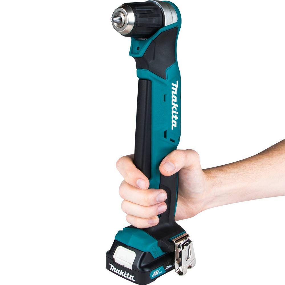 Makita 12V max CXT Lithium-Ion Cordless 38 in. Right Angle Drill Kit (2.0 Ah) AD04R1