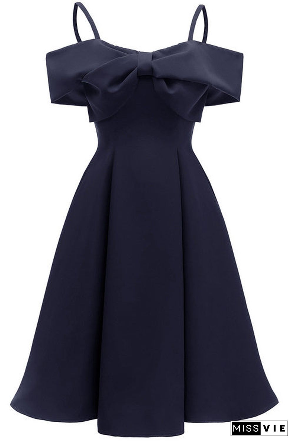 Chic Dark Navy Off-the-shoulder A-line Cocktail Prom Dress