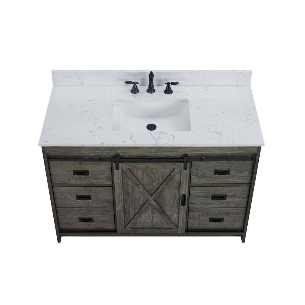 SUDIO Rafter 48 in. W x 22 in. D Bath Vanity in Charcoal Gray with Engineered Stone Vanity Top in Carrara White with Basin Rafter-48CG