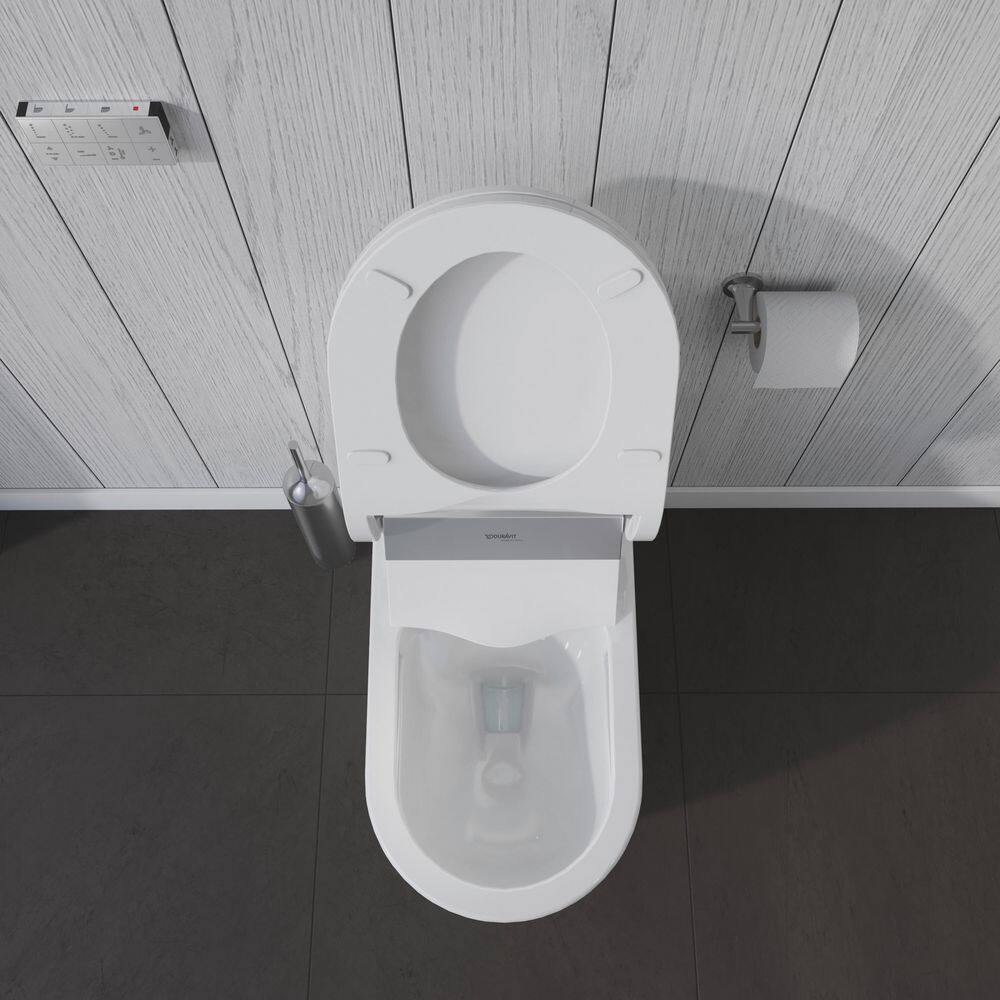 Duravit 1-Piece 0.92 GPF Dual Flush Elongated Toilet in White with HygieneGlaze Seat Not Included 2173512001