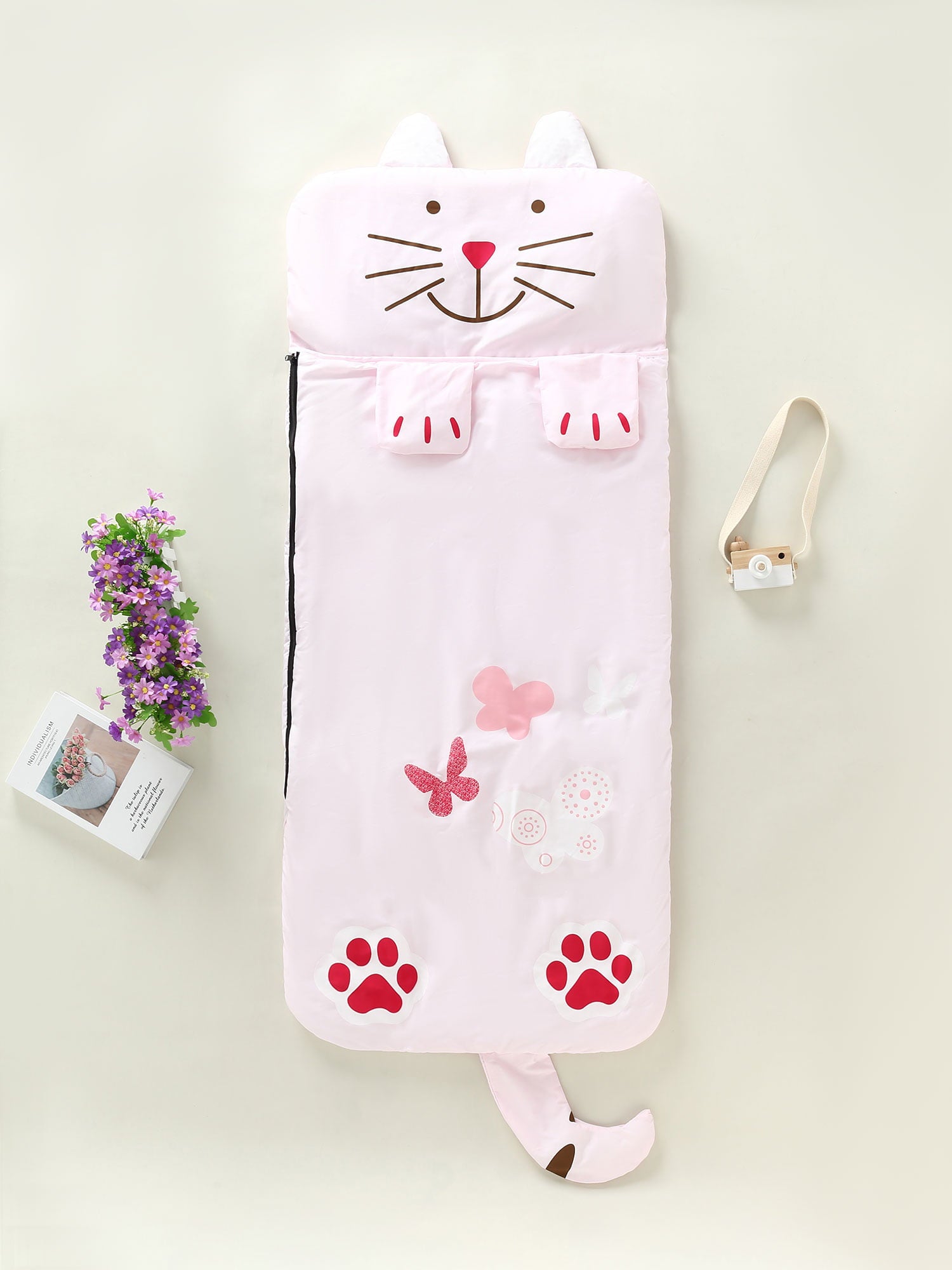 Kids Sleeping Bag, Cartoon Animal Zipper Closure Folding Winter Warm Sleep Sack for Girls Boys