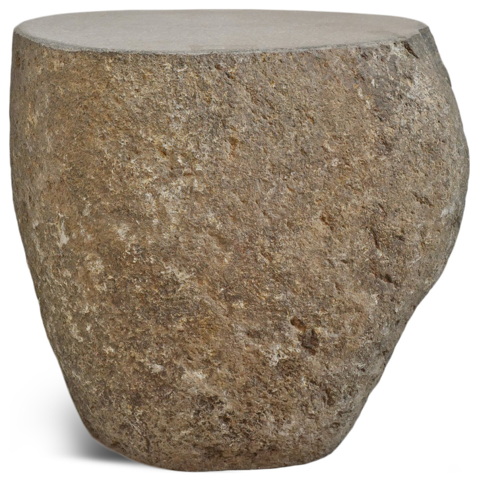 Stone Boulder Stool Table 8   Rustic   Outdoor Side Tables   by Design Mix Furniture  Houzz