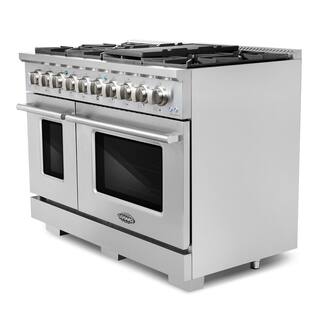 Cosmo Commercial-Style 48 in. 5.5 cu. ft. Double Oven Gas Range with 8 Italian Burners in Stainless Steel COS-GRP486G