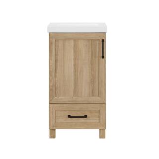 Glacier Bay Tobana 18 in. W x 19 in. D x 34.50 in. H Bath Vanity in Weathered Tan with White Cultured Marble Top Tobana 18NO