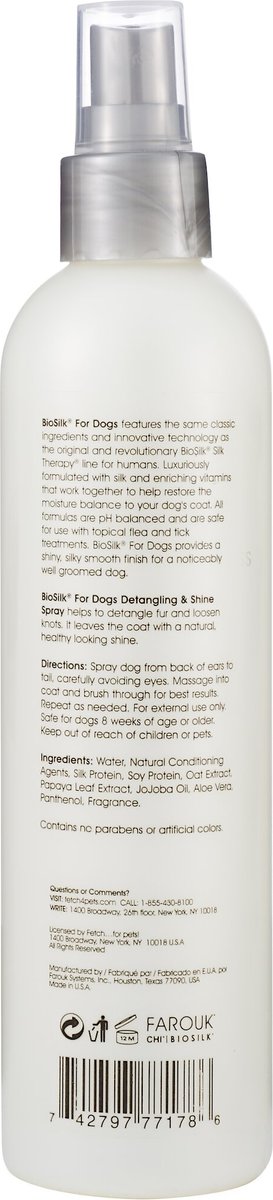 BioSilk Therapy Deep Moisture Waterless Dog Shampoo Spray， 8-oz bottle