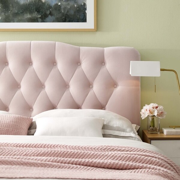 Carson Carrington Labbetorp Queen Diamond Tufted Velvet Headboard - - 28502753