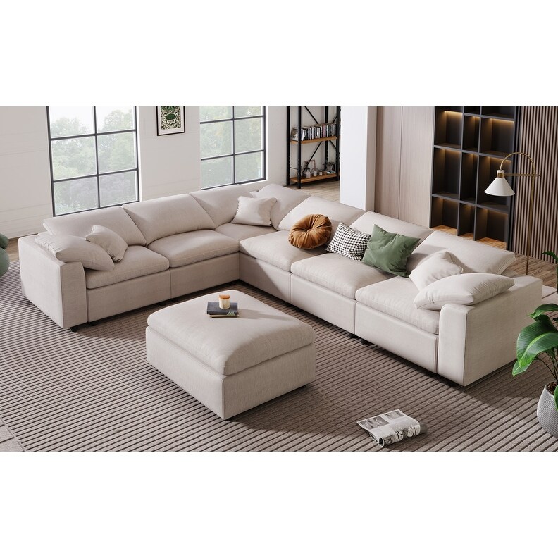 Oversized Sectional Sofa Reversible Sectional Modular Sofa Couch with Ottoman  L Shaped Corner Sectional for Living Room  Office