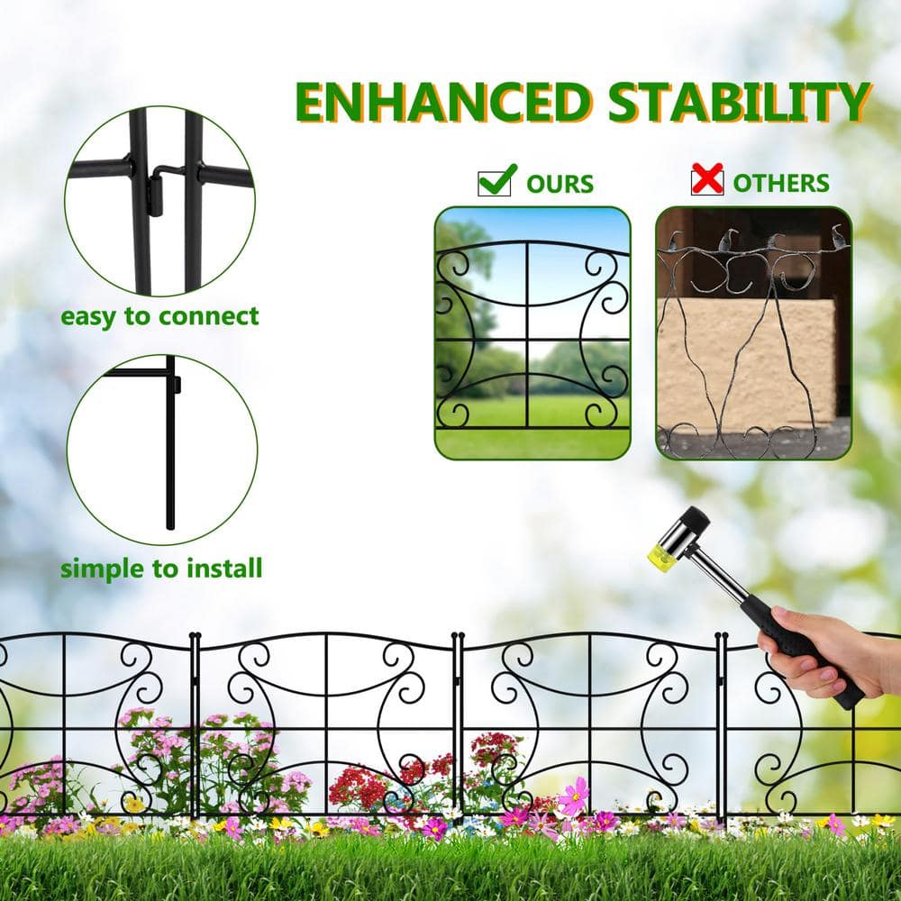 FENCY 24 in. Black Metal Decorative Outdoor Garden Border Fence HD-A-HW89013