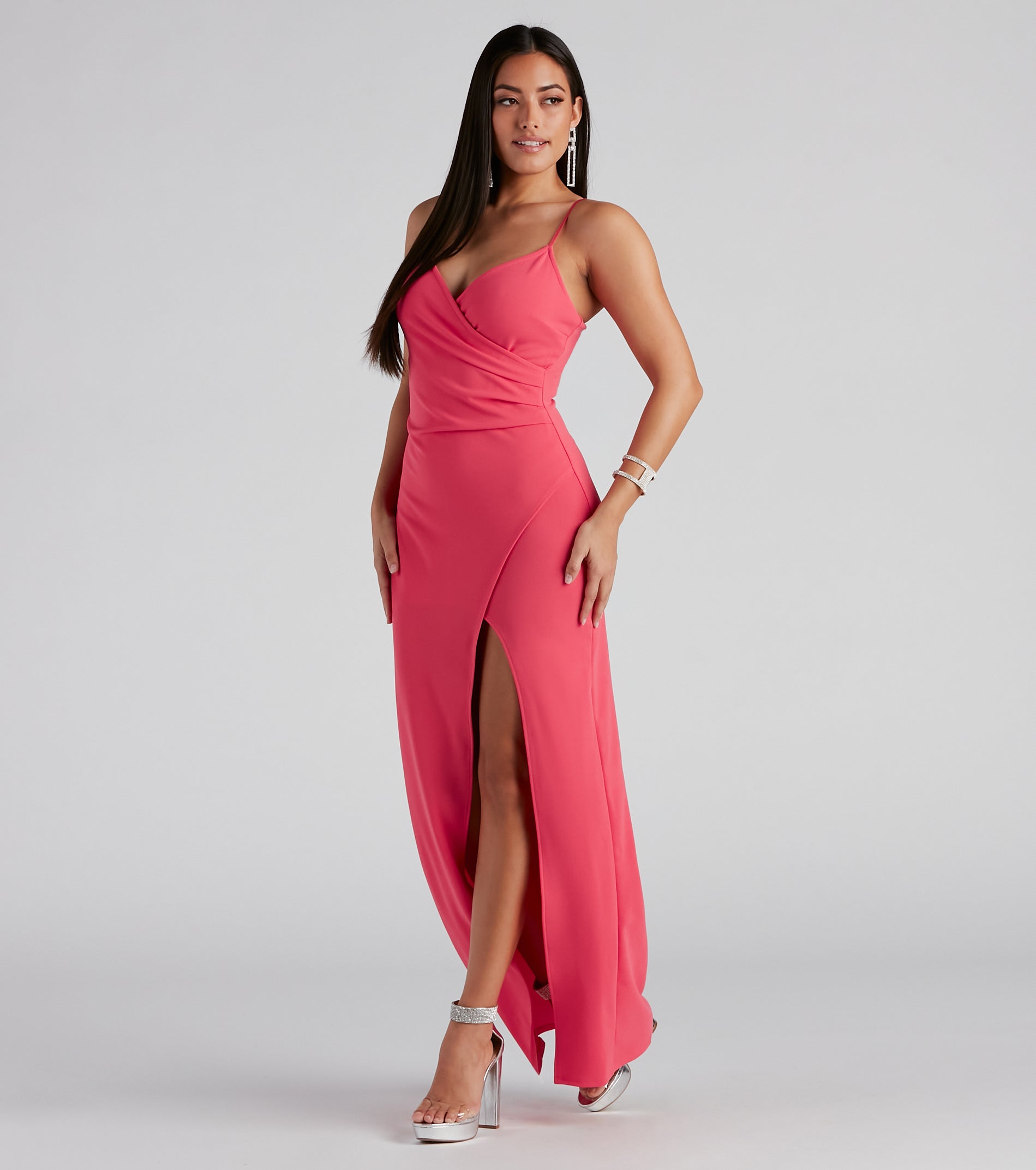 Sasha Formal High Slit Wrap Dress