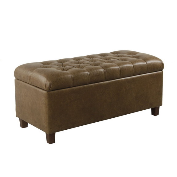 Benjara BM195769 Leatherette Upholstered Button Tu...