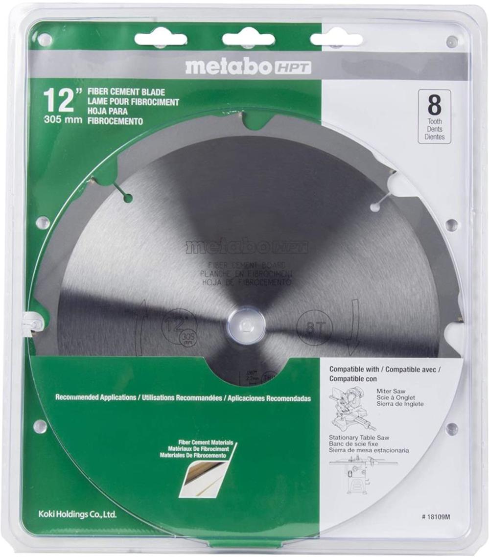 Metabo HPT 8 Teeth Polycrystalline Diamond 12 Dry Cutting Fiber Cement Saw Blade