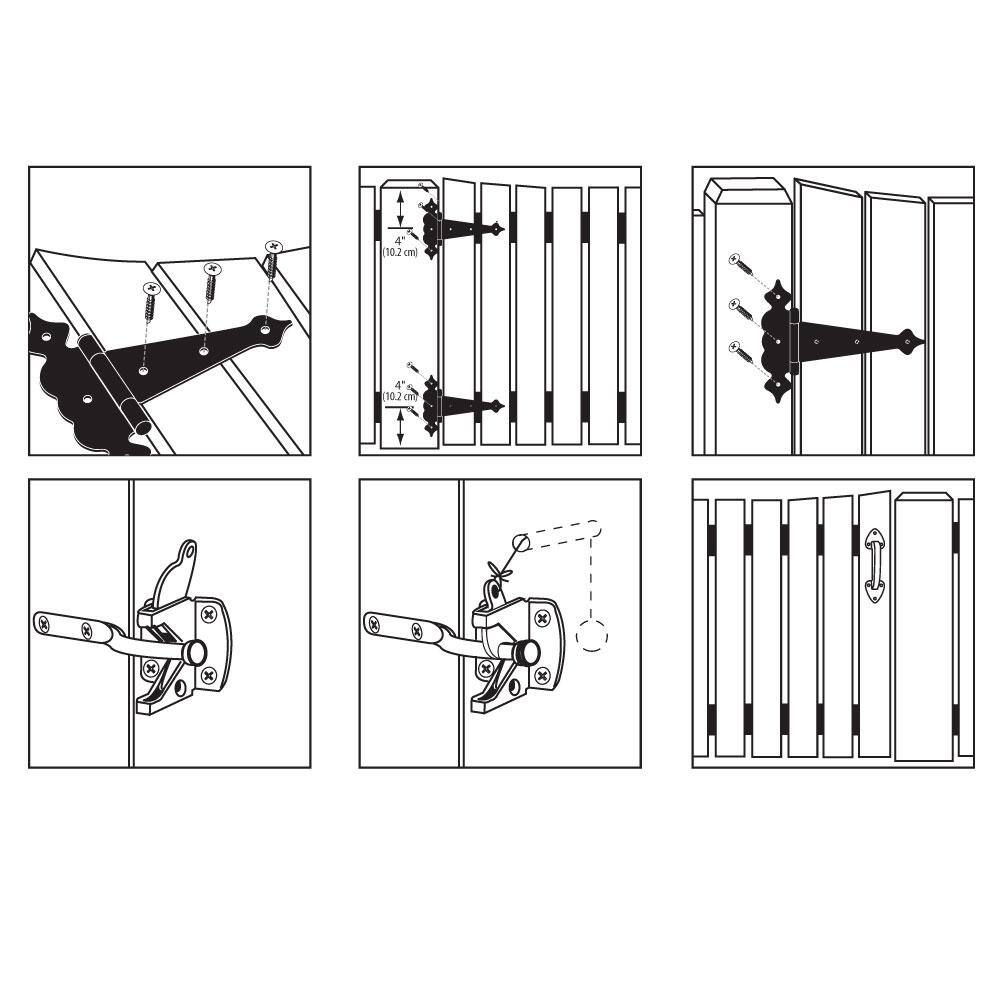 Everbilt Black Decorative Gate Tee Hinge and Latch Set 20207