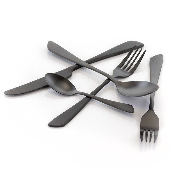 20 Piece Stainless Steel Flatware Set in Midnight Black