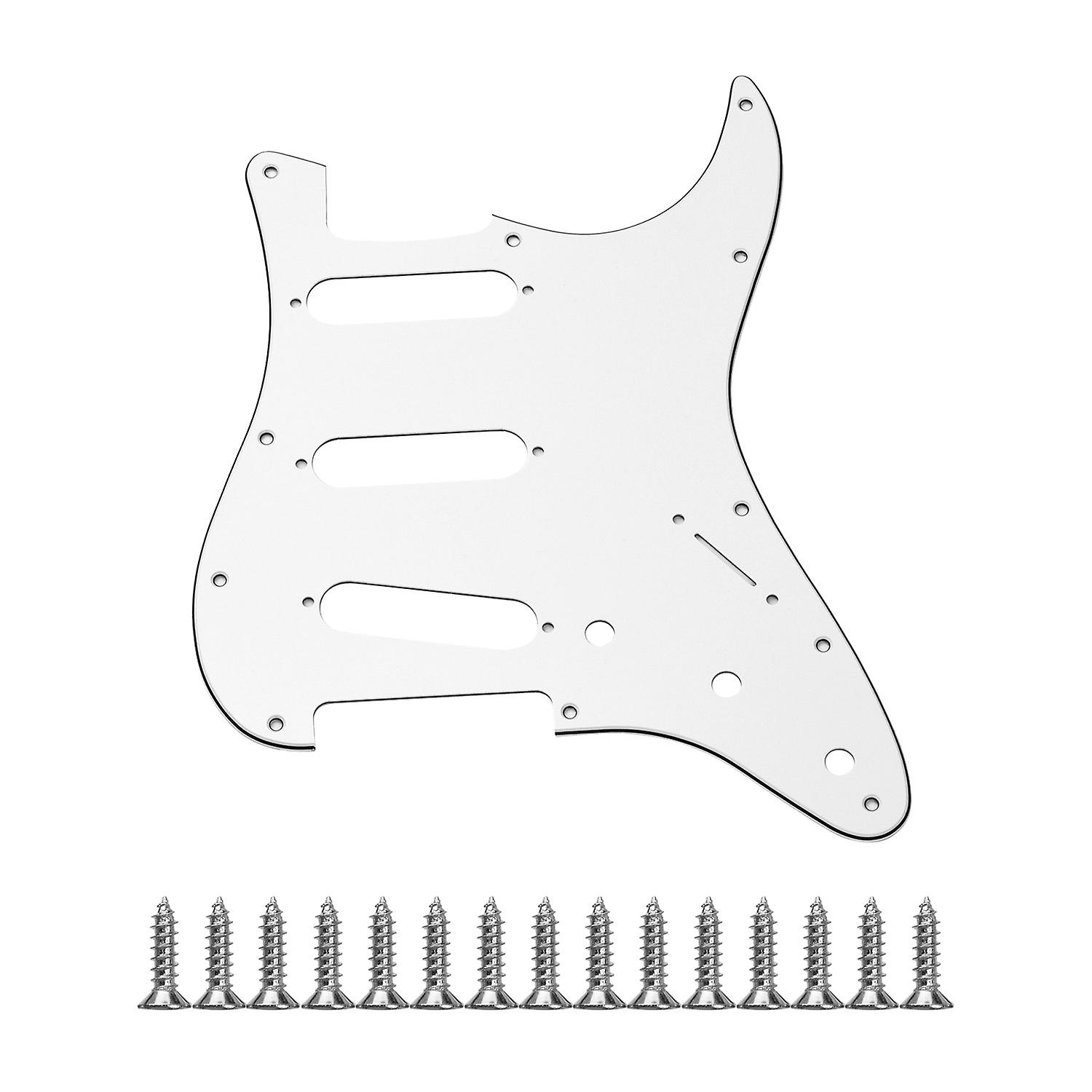 Standard 11 Hole Guitar Pickguard 3 Ply Panels Pickguard With Screws For St Guitar White