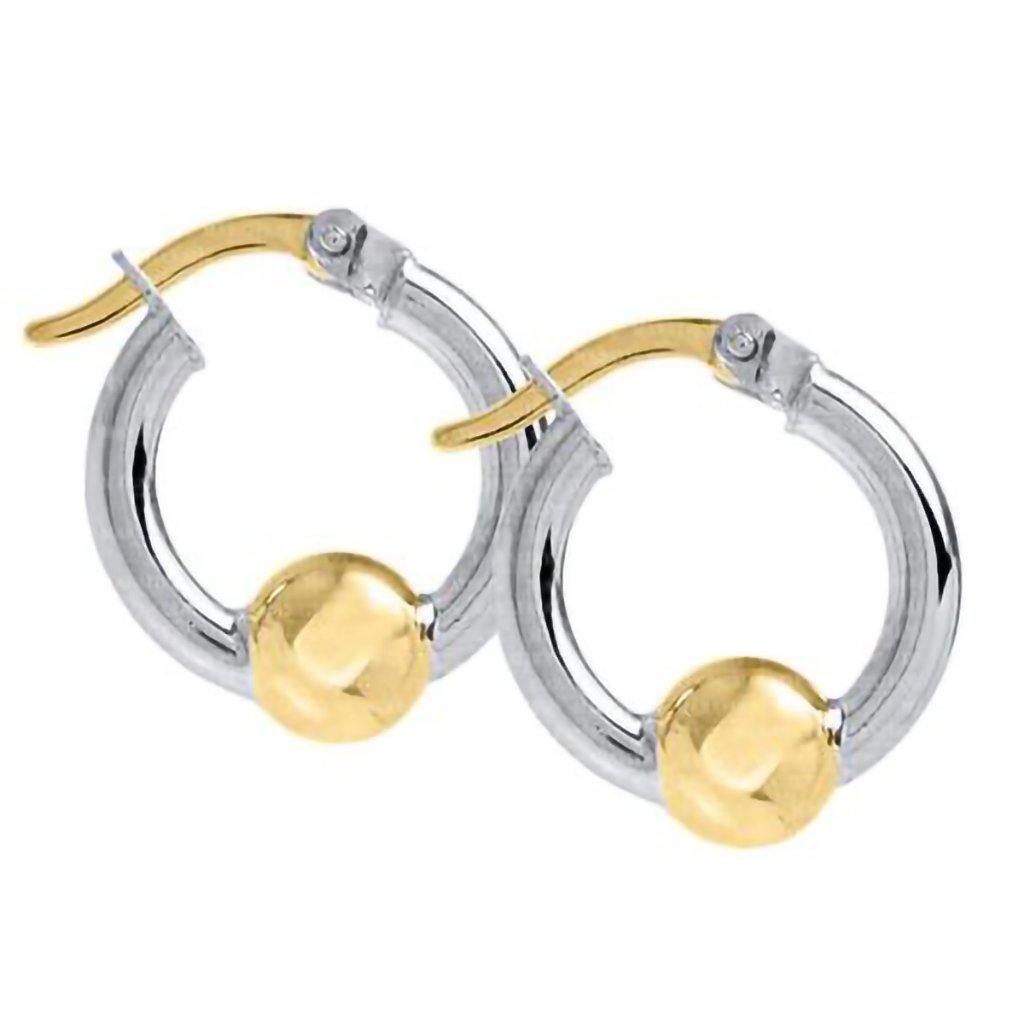 LeStage® Cape Cod  Extra Small Beaded Hoop Earrings in Sterling Silver and 14kt Gold