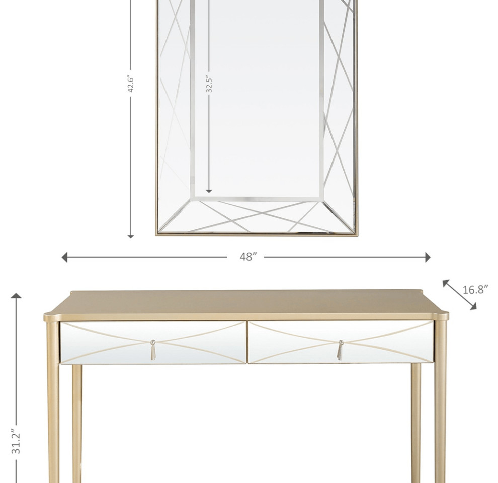 Champagne Finish Mirror and Console Table   Contemporary   Console Tables   by HomeRoots  Houzz