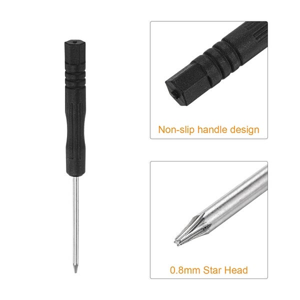 0.8mm Mini Star Screwdriver for Watch Eyeglasses Electronics Repair， 5 Pcs - Black - - 37422399