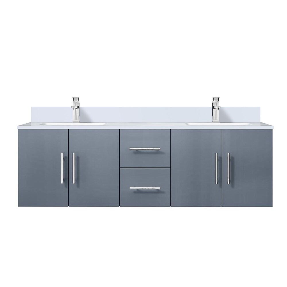 Geneva 60 in. W x 22 in. D Dark Grey Double Bath Vanity  Cultured Marble Top  and Faucet Set