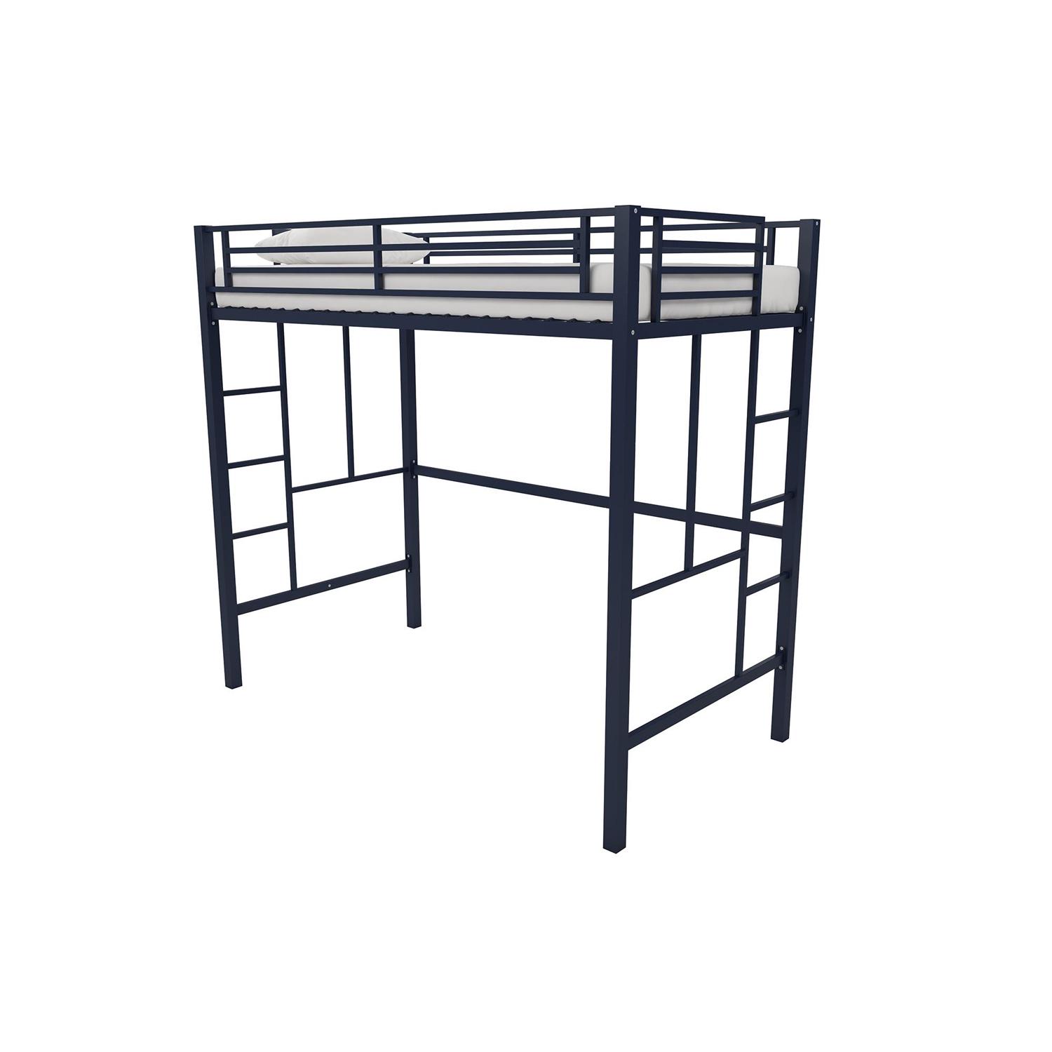 Your Zone Metal Loft Bed Twin Size Navy  Crowdfused