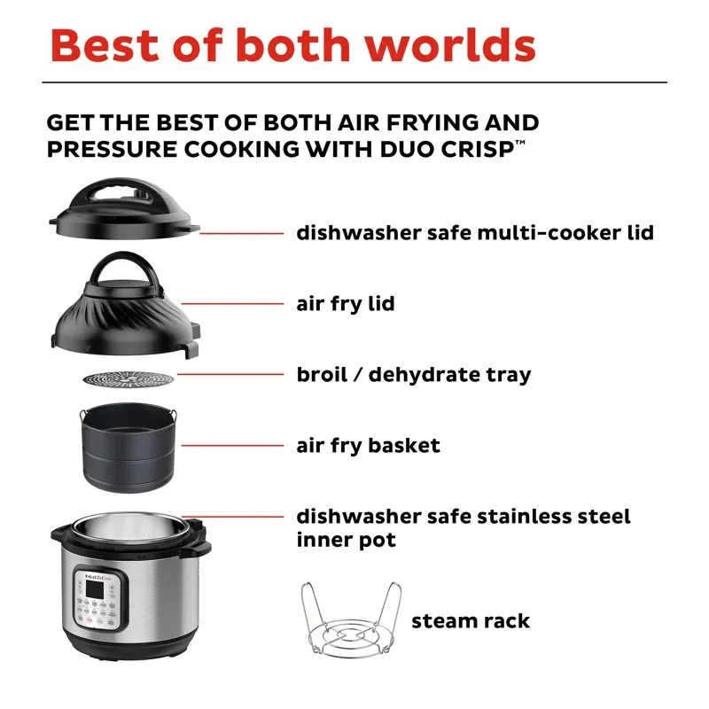 Instant Pot Duo Crisp 11-in-1 Air Fryer and Electric Pressure Cooker Combo with Multicooker Lids that Air Fries, Steams, Slow Cooks