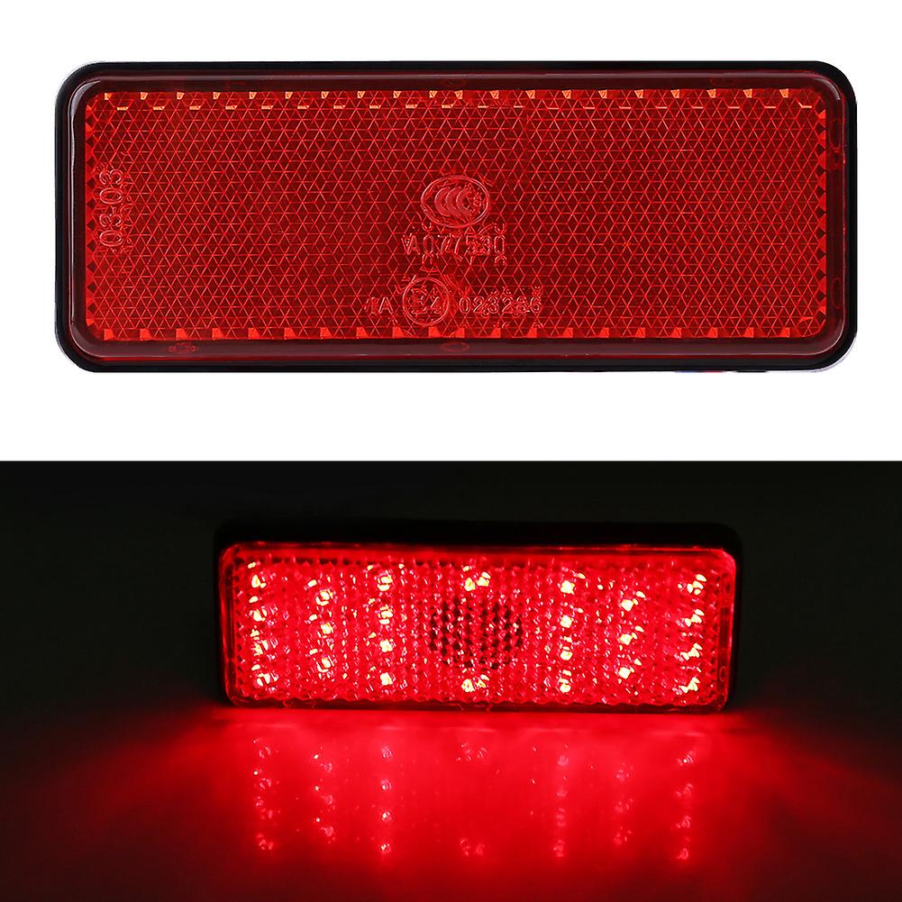 Universal Motorcycle Scooter Moped Rectangle Led Reflector Tail Brake Light Stop Lamp Red