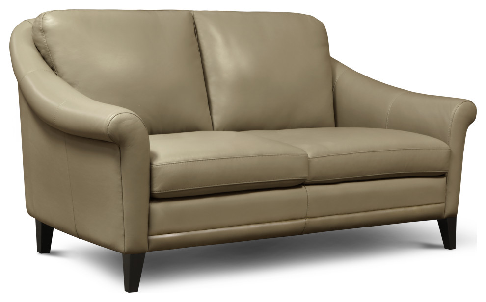 Sienna Genuine Leather Midcentury Modern Loveseat   Midcentury   Loveseats   by Hello Sofa Home  Houzz