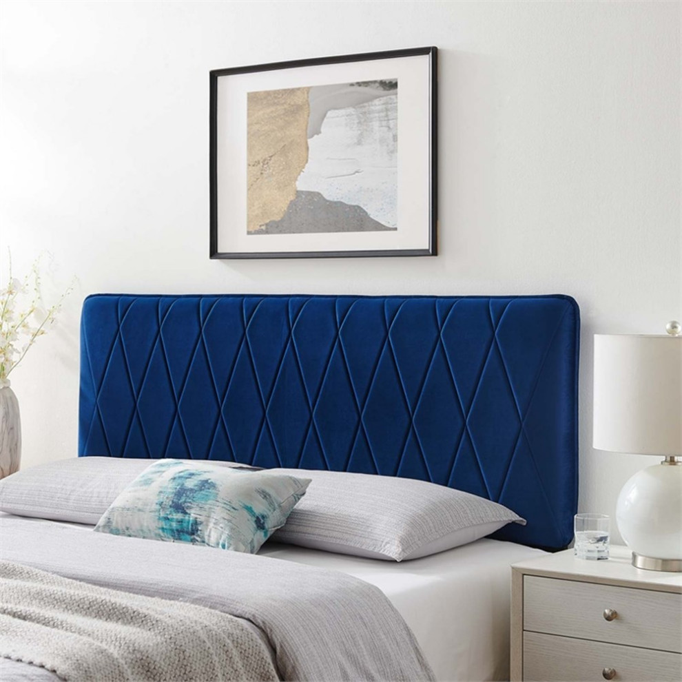 Modway Leila Modern Performance Velvet Full/Queen Headboard in Navy   Contemporary   Headboards   by Homesquare  Houzz