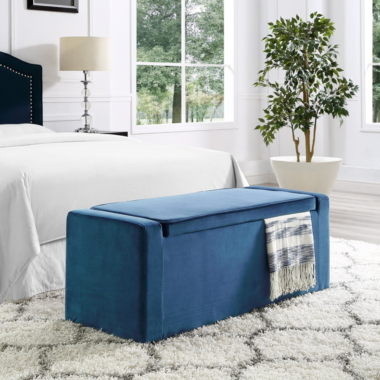 Carson Velvet Storage Bench-Shoe Storage-Upholstered-Living Room, Entryway, Bedroom-Inspired Home