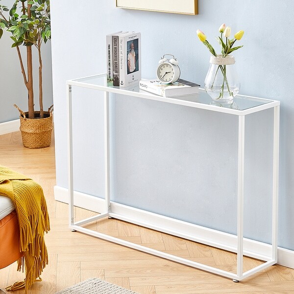 Modern Multifunctional Tempered Glass Tabletop Console Table