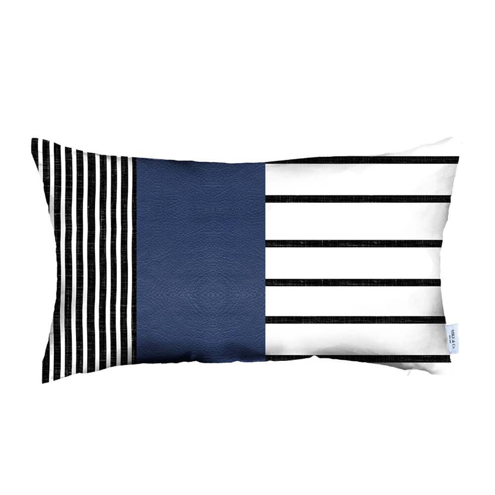 Bohemian Striped Vegan Faux Leather Throw Pillow