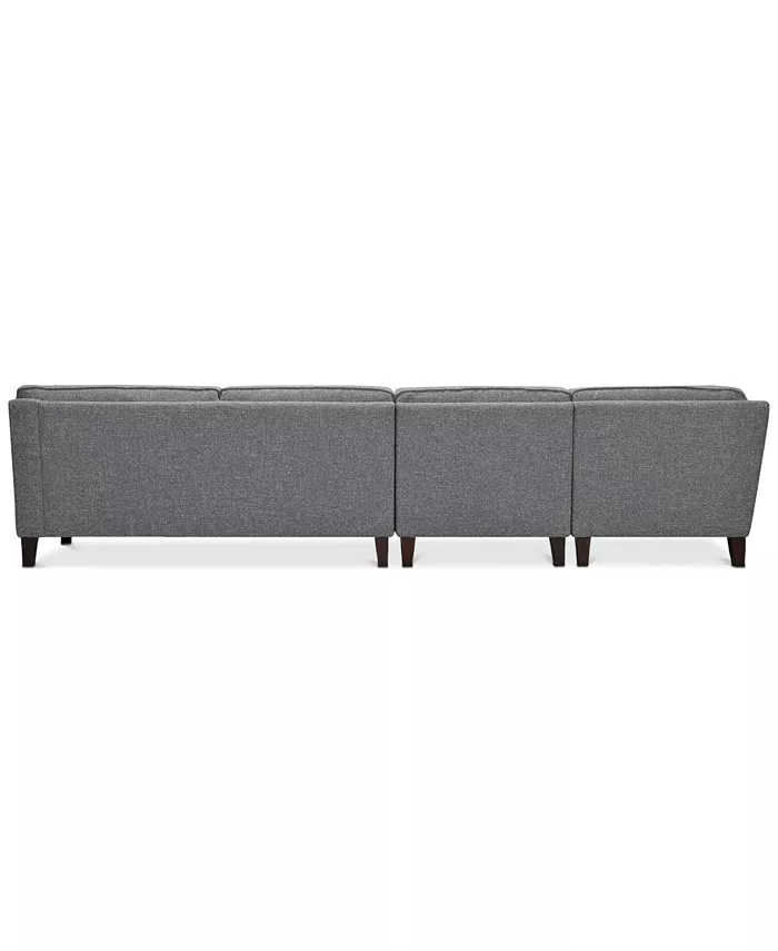 Furniture CLOSEOUT! Sandrew 4-Pc. Fabric Sectional with 4 Power Foot Rests and Armless Chair