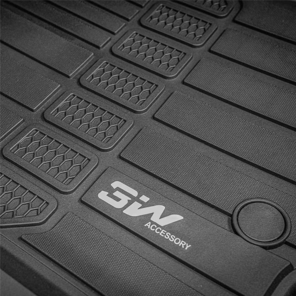 3W Floor Mats + Trunk Liner for Jeep Grand Cherokee L 2021-2023 6 Seat Only 3 Rows TPE All Weather Custom Fit Floor Liner for Jeep Grand Cherokee L Full Set Black