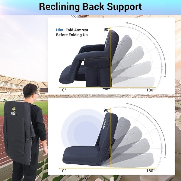 Wide Stadium Seating for bleachers，Bleacher Seats with Back Support，Floor Chairs，5 Reclining Positions