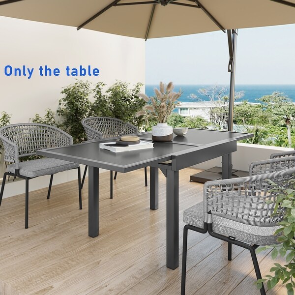 Pellebant Aluminum Rectangular Outdoor Extension Dining Table