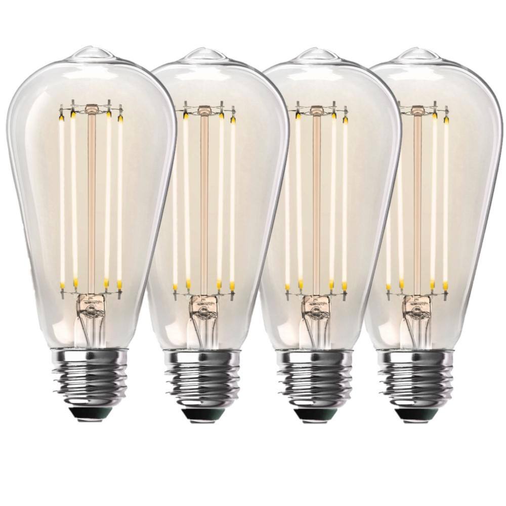 Feit Electric 100-Watt Equivalent ST19 Dimmable Straight Filament Clear Glass Vintage Edison LED Light Bulb Soft White (4-Pack) ST19100CL927CA4